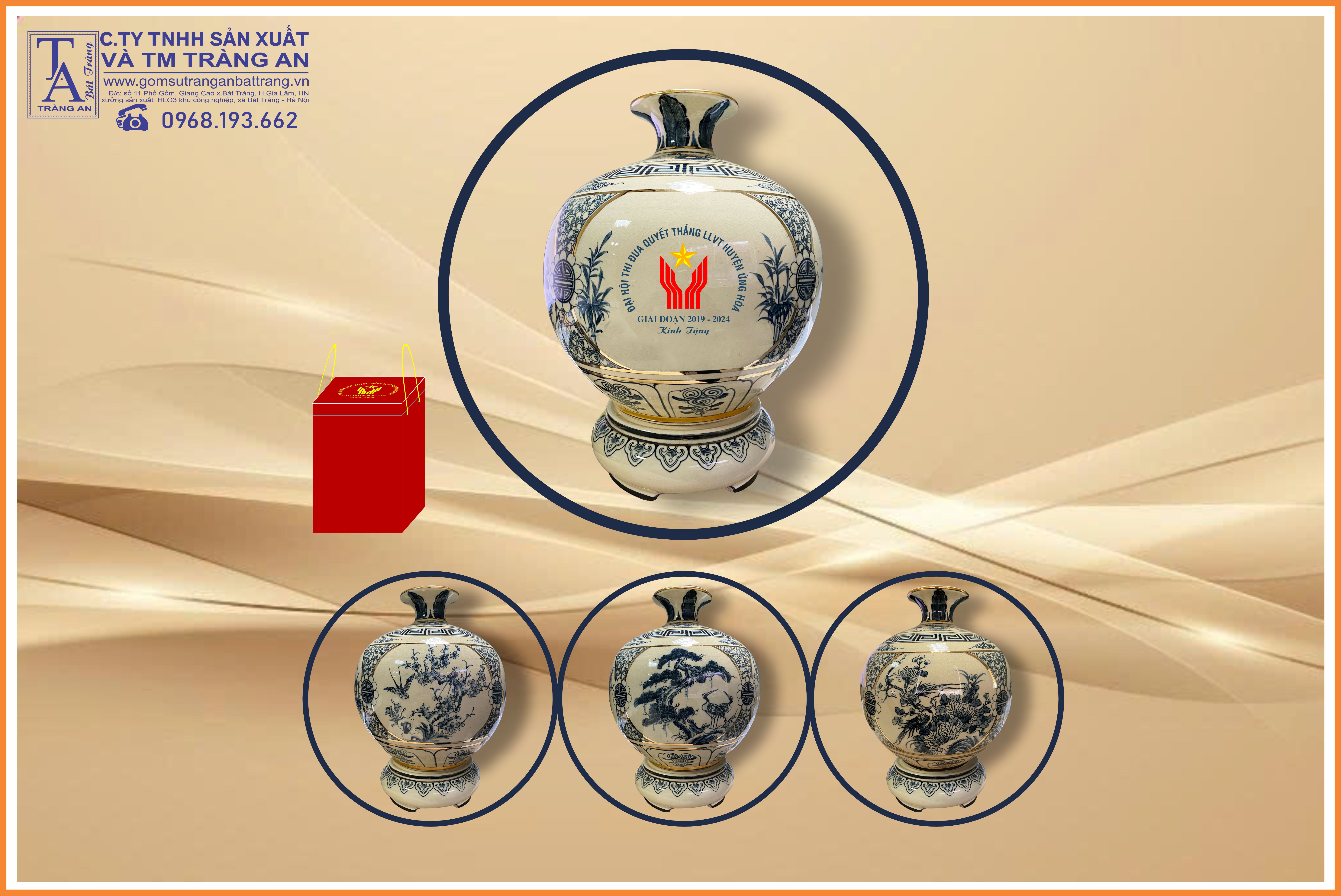 Bình hút lộc sen chép cảnh vẽ tay thủ công